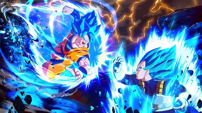Goku and Vegeta in Super Saiyan Blue 4K