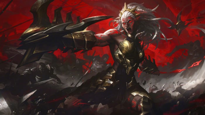 Ambessa, Chosen of the Wolf, League of Legends Splash Art 4K