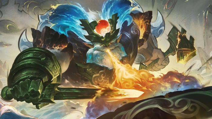 Ornn from League of Legends Shan Hai Scrolls Splash Art 4K