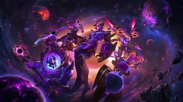 Dark Star and Dark Cosmic League of Legends Characters in Space