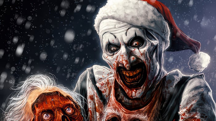 Art the Clown Wearing a Santa Hat in 4K