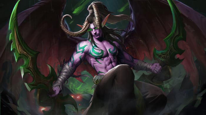 Illidan Stormrage with Warglaives in World of Warcraft 4K