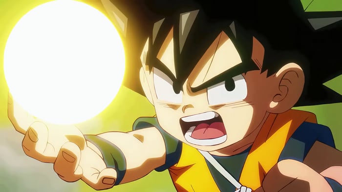Goku from Dragon Ball DAIMA charges energy ball