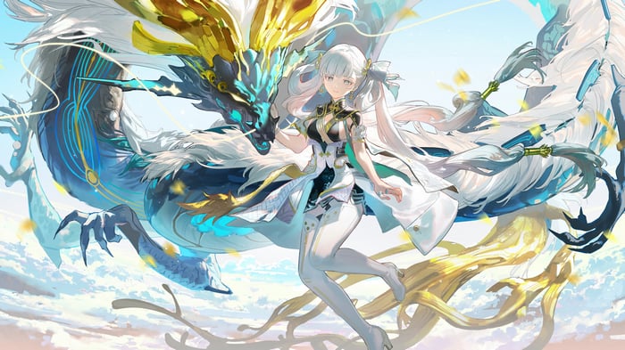 Jinhsi and Dragon from Wuthering Waves 4K
