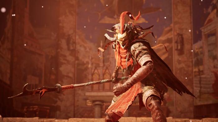 Enotria The Last Song character with a spear