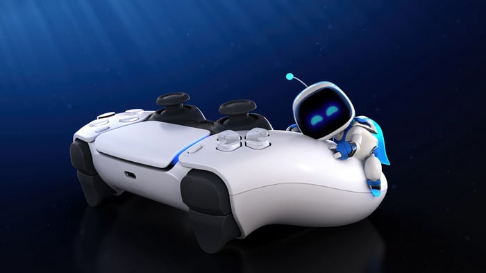 Astro Bot on a PlayStation 5 Controller 4K