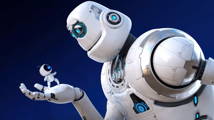 Astro Bot and a giant robot