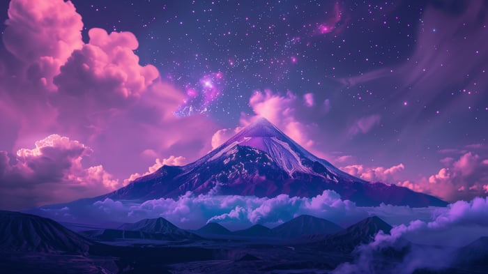 Snowy Mountain Under a Starry, Cloudy Sky 4K