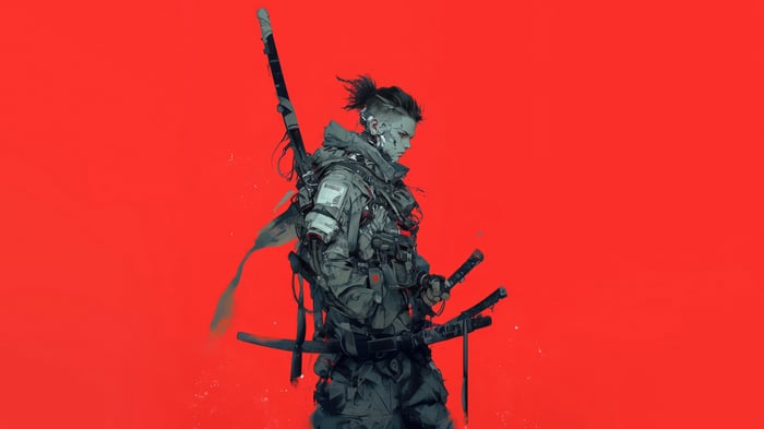 Cyberpunk Warrior with Katanas 4K