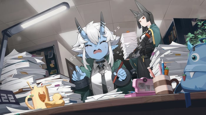 Soukaku and friend in Zenless Zone Zero office