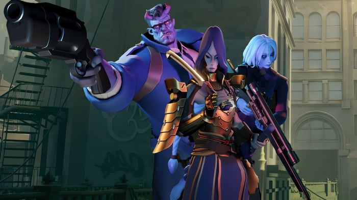 Deadlock characters with guns in city