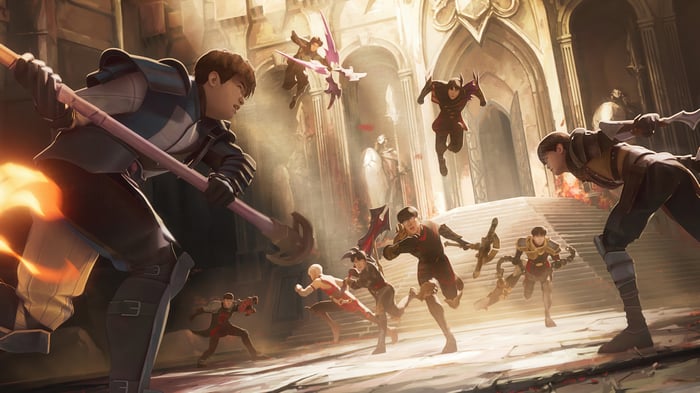 League of Legends characters in a battle