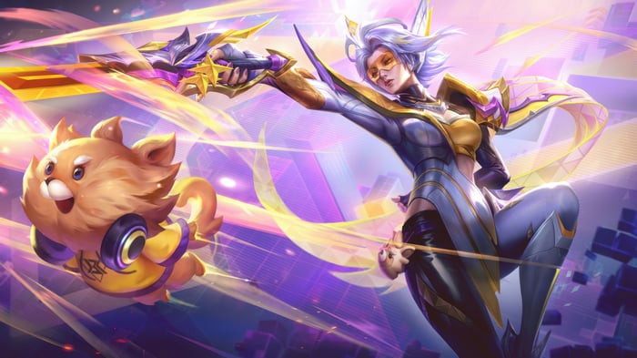 Fiora and companion in League of Legends 4K