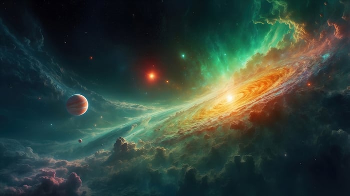 Colorful Galaxy with Planets and Nebula 4K