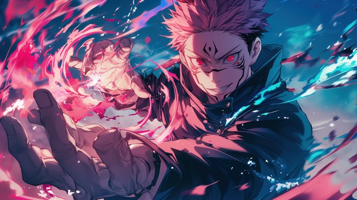 Sukuna from Jujutsu Kaisen using cursed energy