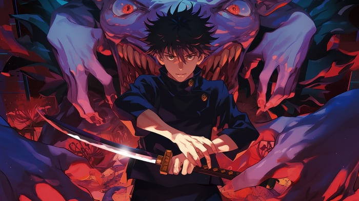 Megumi Fushiguro with a monster in Jujutsu Kaisen 4K