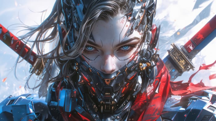 Cyberpunk Warrior Girl with Katana 4K