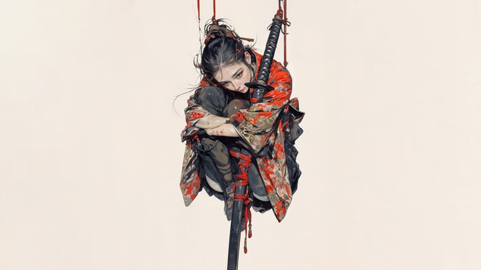 Anime Girl in Kimono with Katana 4K