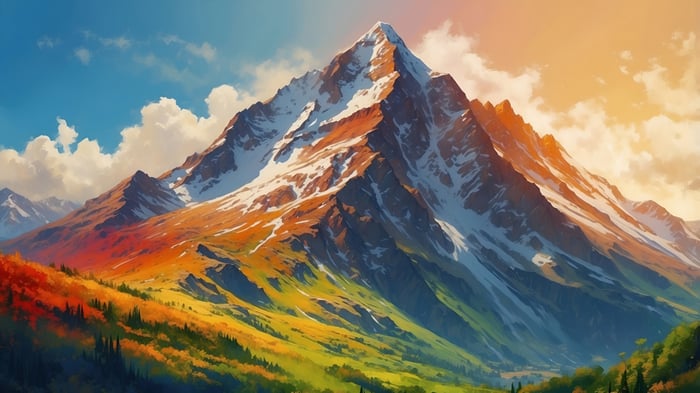 Colorful Snowy Mountain Scenery 4K
