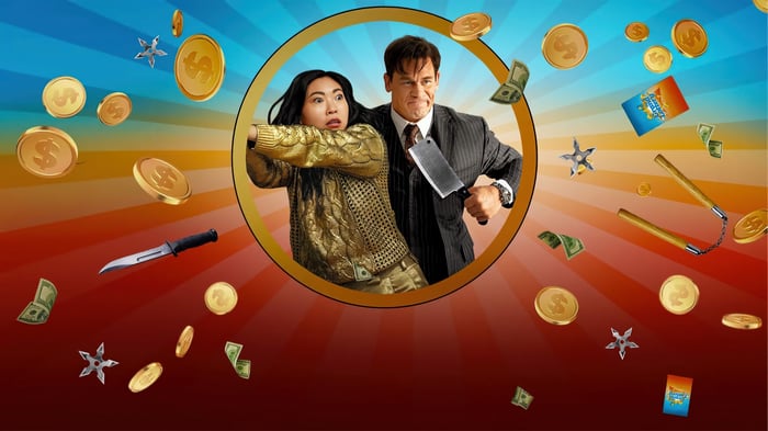 Awkwafina and John Cena in Jackpot