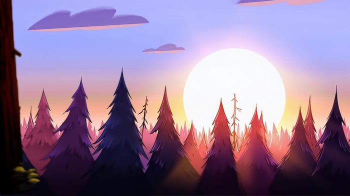 Gravity Falls Forest Sunset 4K