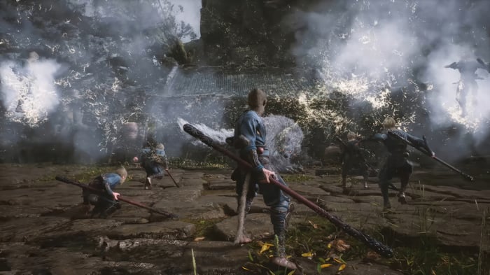 Black Myth Wukong characters in a battle