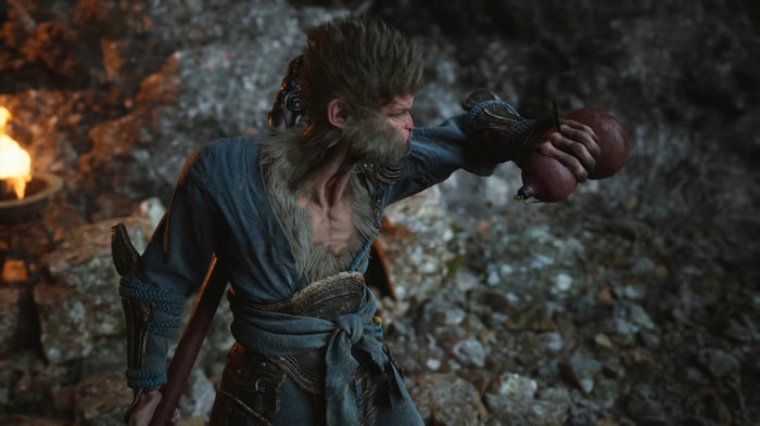 Black Myth Wukong holding gourds