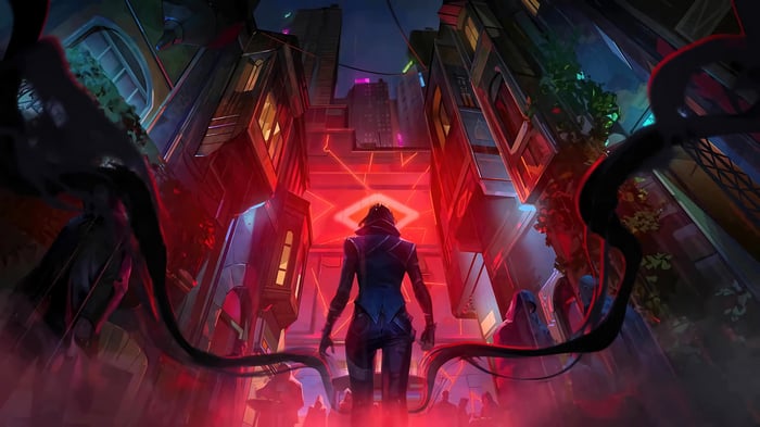 Valorant Fade in a Neon Cityscape