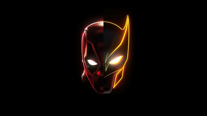 Deadpool and Wolverine Neon Masks 4K