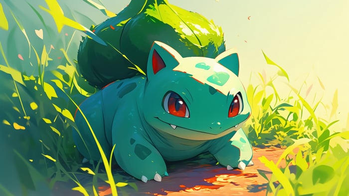 Bulbasaur in a grassy field, 4K