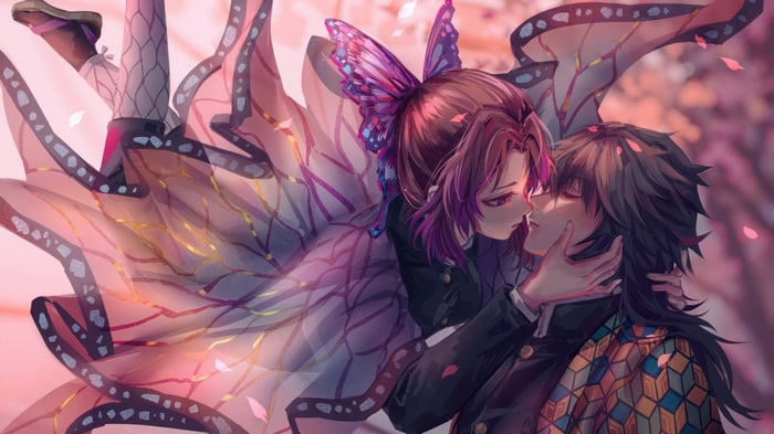Shinobu Kocho and Giyu Tomioka from Demon Slayer Kimetsu no Yaiba 4K
