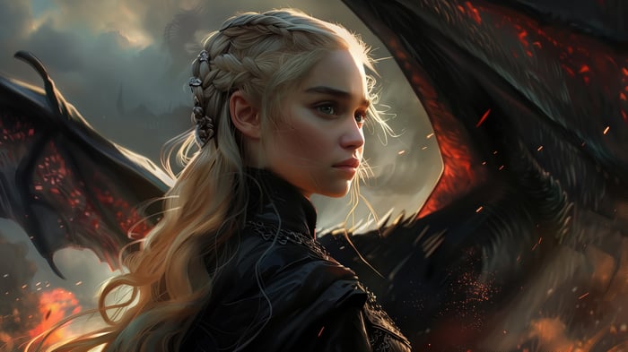 Daenerys Targaryen with Dragon in 4K