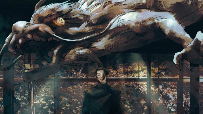 Suguru Geto and Dragon Statue in Jujutsu Kaisen 4K