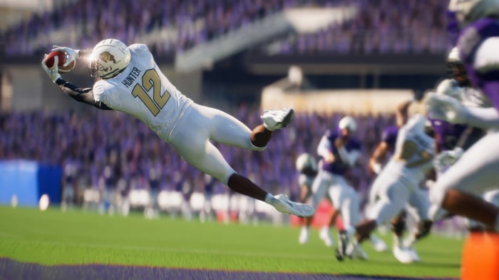 EA Sports College Football 25: Player 12 makes a catch