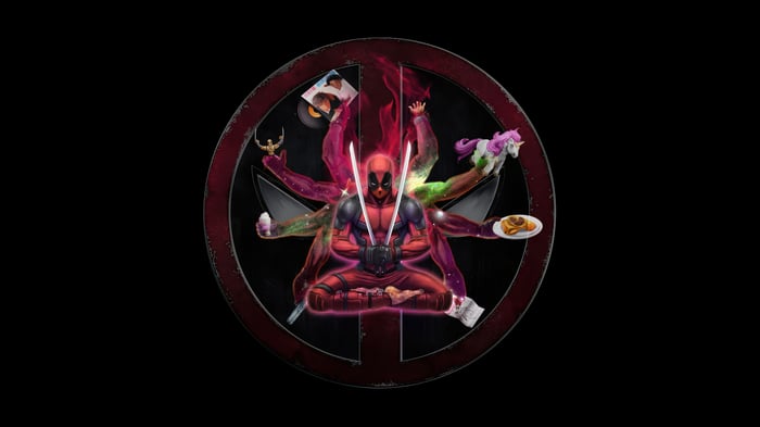 Deadpool Meditating with Multiple Arms and Katana 4K