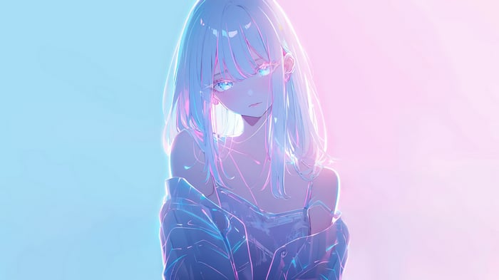 Anime Girl with White Hair in 4K