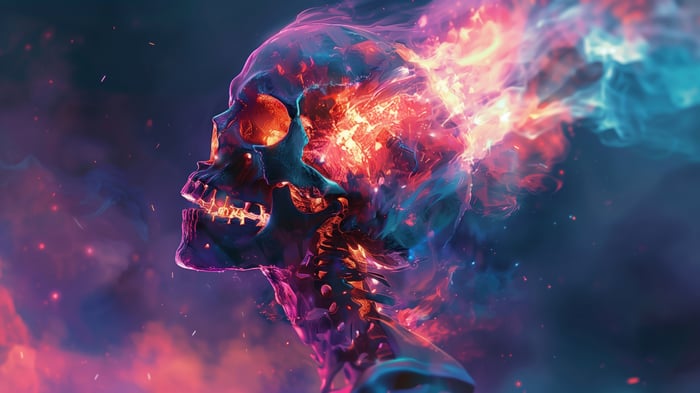 Burning Skull Digital Art 4K
