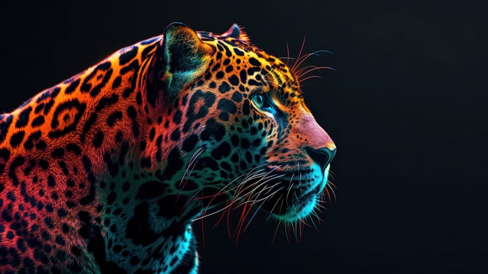 Colorful Leopard Portrait 4K