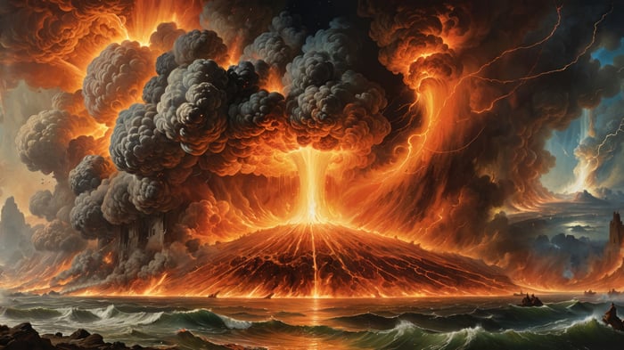 Volcano Eruption Digital Art 4K