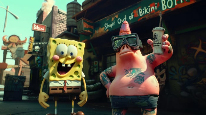 SpongeBob SquarePants and Patrick Star in Bikini Bottom 4K