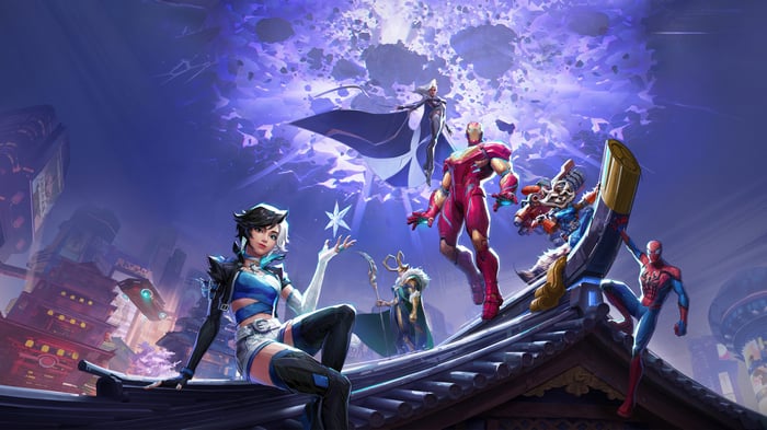 Marvel Rivals: Luna Snow, Iron Man, Rocket Raccoon, Spider-Man, Storm, Loki
