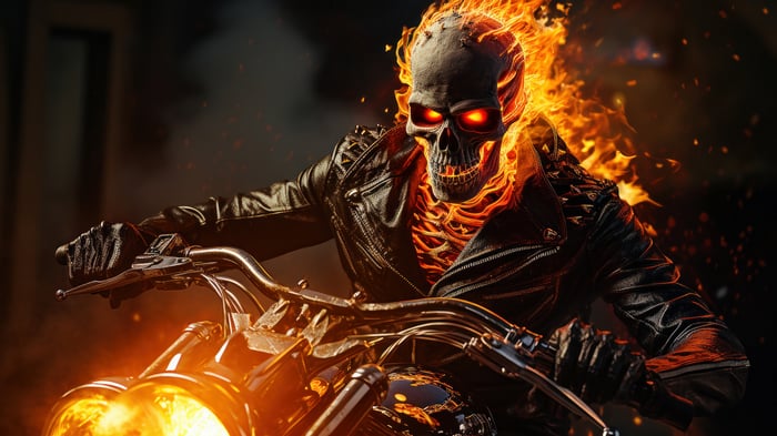 Ghost Rider on a Motorcycle 4K