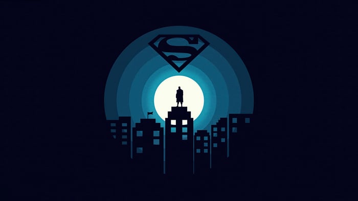 Superman Minimalist Cityscape 4K