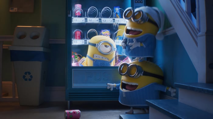 Minions in Pajamas at a Vending Machine