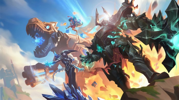League of Legends: Mordekaiser, Lissandra, Millio, and Dinosaur