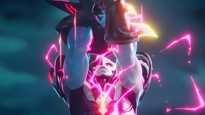 Aatrox from League of Legends with pink energy