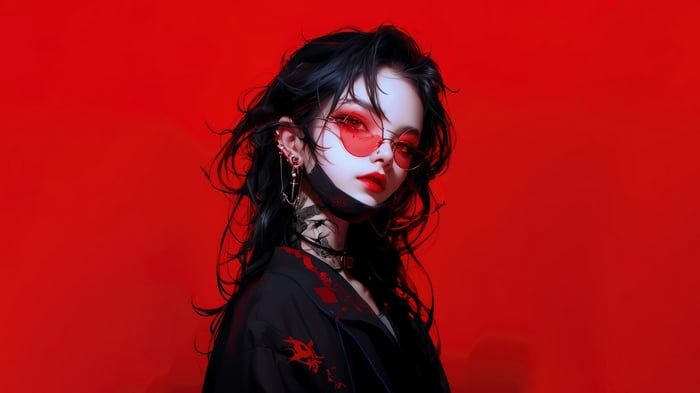 Anime Girl with Glasses and Black Hair 4K