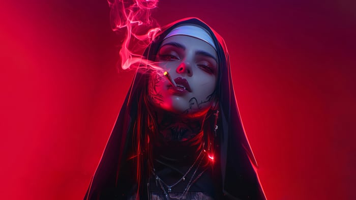 Anime Nun Smoking in 4K