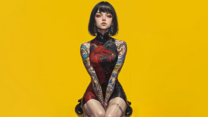 Anime Girl with Dragon Tattoo