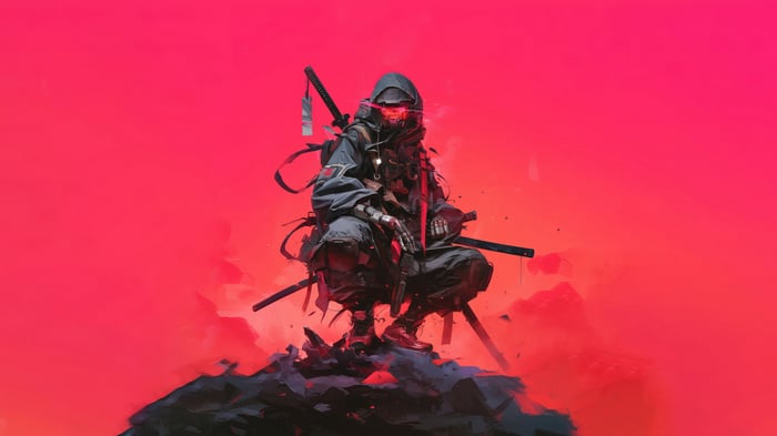 Cyberpunk Ninja with Katanas in 4K